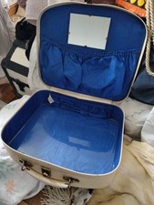 Vintage Cream Vanity Case Blue