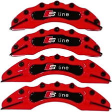 4x Brakes Caliper Covers Red for Audi S-Line Q1 Q2 Q3 Q5 TT A1 A5 A6 S3 RS A3 S4