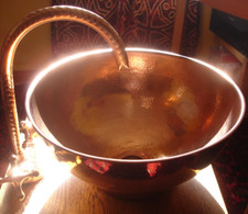 Moroccan hand hammered COPPER round vanity sink wash basin W32 cm