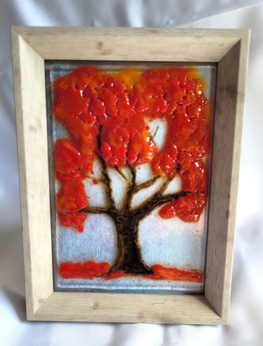 Fused glass art autumn - autumn, tree
