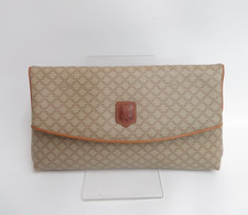 Authentic CELINE  Leather Vintage Macadam Clutch Bag I#47648