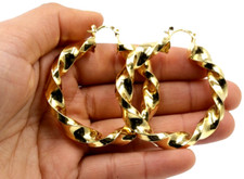 9ct Gold Filled Large Twist Gypsy Creole 50mm Hoop Earrings