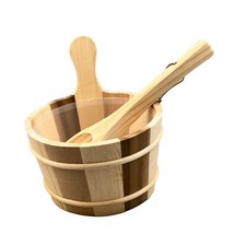 Wood Sauna Bucket and Ladle Large Capacity Versatile Shower Bucket Wear