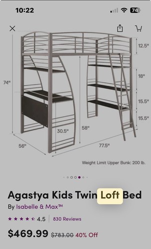 Kids twin size - size, loft