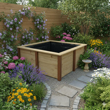 XXL Wooden Decking Garden Pond/Water Feature 150cm x150cm x 66cm