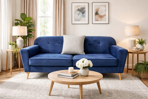 Blue velvet seater - 2,