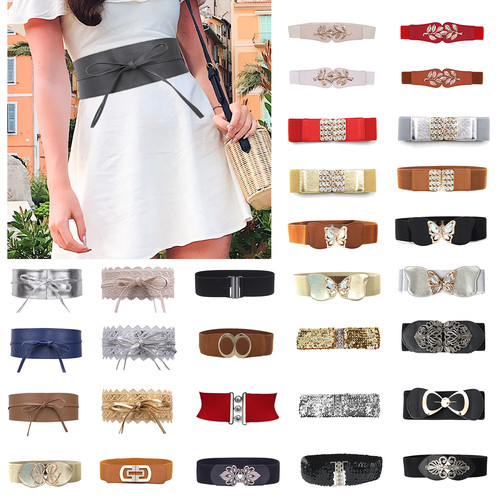 Ladies wide elastic waist belt - wide,