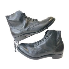 Vintage British Army Navy Black Leather Ankle Boots Navy Deck Ammo Boots UK 10
