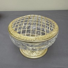 Vintage Silver Plated Cut Glass Rose Bowl Vase.    (B55)