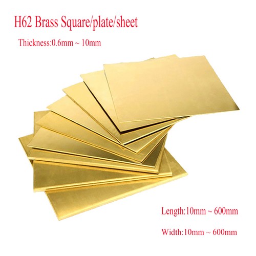 Brass square plate - square/plate/sheet, 0.6mm