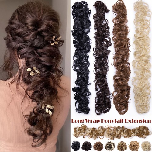 Long wrap messy bun - long, hair