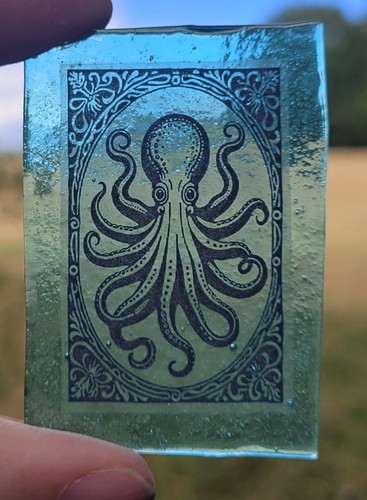Stained glass squid - stained,