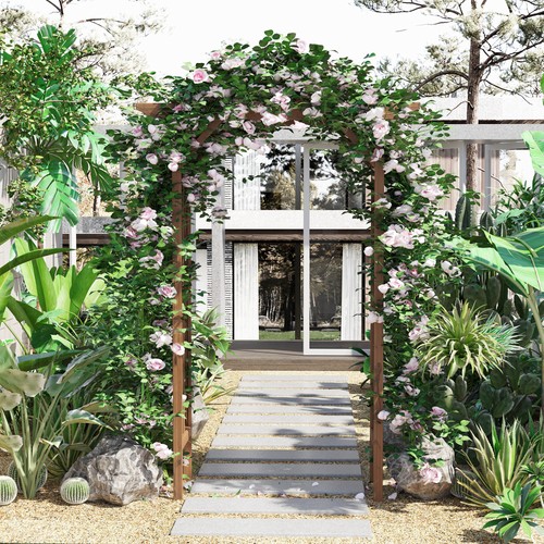 Wooden garden arbor arch - garden, arbor,