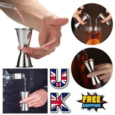 Double Single Shot Shorts Drink Spirit Measure Cup Cocktail 25/50ML Jigger Steel