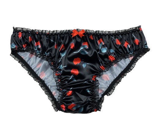 Satin floral frilly sissy - satin,
