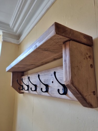 Rustic coat rack with - rustic, shelf