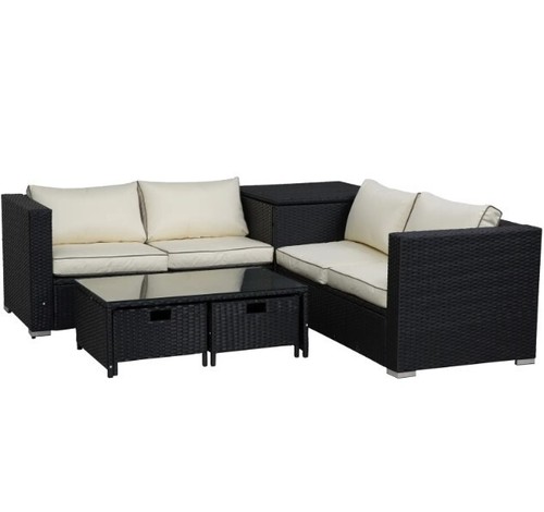 Rattan garden furniture set - garden,