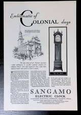 Print Ad 1929 Sangamo Electric Clock Colonial Old Ironside Springfield ILL Lot 2