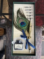 Peacock Feather Pen and Ink Set with Gift Box, Vintage Quill Pen for Writing,...