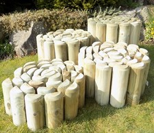 Log Rolls Garden Wooden Grass Border Lawn Edging Wood Flower Edge 2.4m long