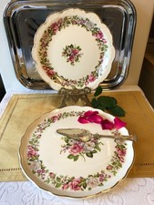 Vintage James Kent Old Foley 'Harmony Rose' x 2 Cake/Serving Plates/Rose Floral