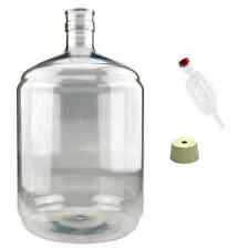 Plastic Carboy Wine Fermenter with Bored Bung & Airlock - 5 Gallons