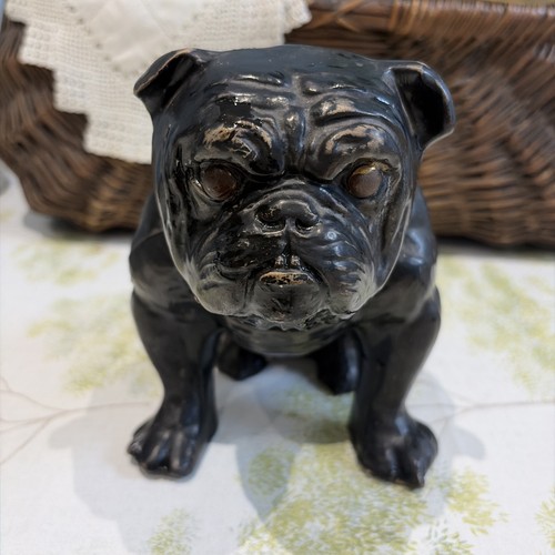 Vintage black bulldog ceramic - vintage,