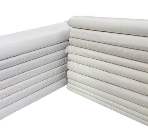 White patterned cotton fabric - cotton,