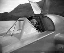 Donald Campbell smiles cockpit