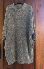 Apricot Chunky Knit Black & White Boucle cocoon dress with roll neck. Size L