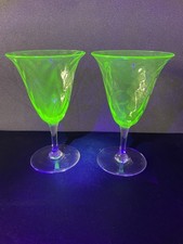 Pair Vintage Uranium Glass