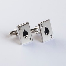 Ace of Spades Cufflinks Card Player Gift Texas Holdem Poker Cuff Links Set