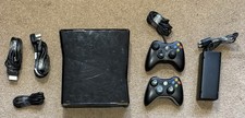 Microsoft Xbox 360 S Console Black 250GB + 2 Controllers & Cables - Tested