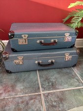 Vintage Suitcase Set Of 2 Hard Shell Suitcases Great Shop Display Prop Wedding