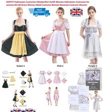 Women's Oktoberfest Beer Maid Costume German Bavarian Dirndl Dress Carnival UK