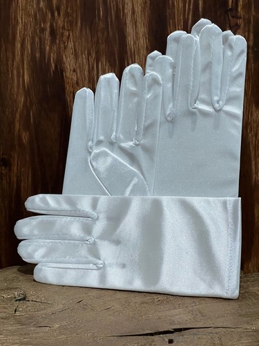 Child white satin gloves - child,