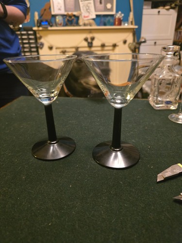 Black stemmed martini glasses - martini,
