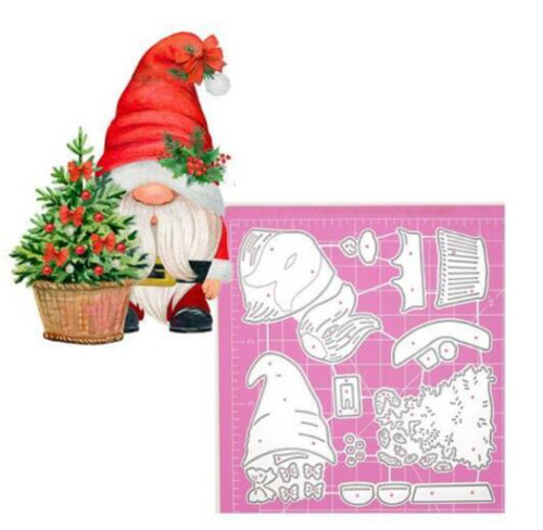 Christmas tree gnome metal - christmas,