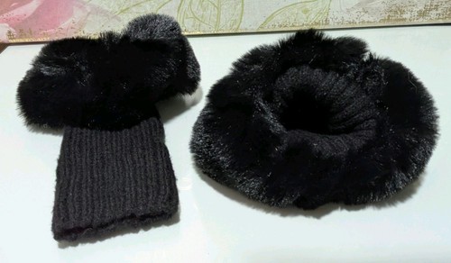 Black faux fur - black, knitted