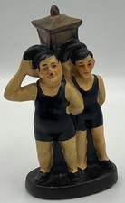 Laurel & Hardy Ornament in Swimsuits by Lamp Post Figurine Stan Ollie Vintage