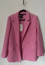 Zara Women's Pink Tweed Blazer Jacket