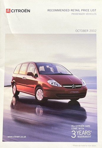 Citroen range price list - uk,