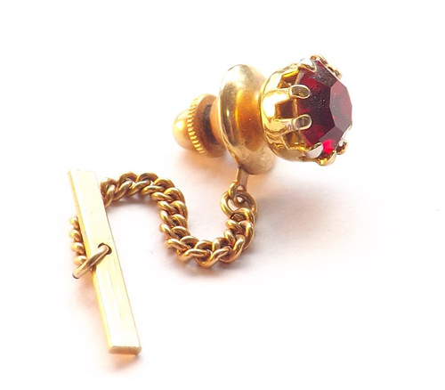 Vintage tie pin tack - tie, gold