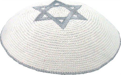 Gray star david knitted - star,