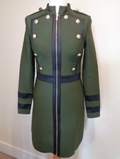 KAREN MILLEN BRAND NEW KHAKI MILITARY STYLE DRESS WITH GOLD BUTTONS - SIZE SMALL