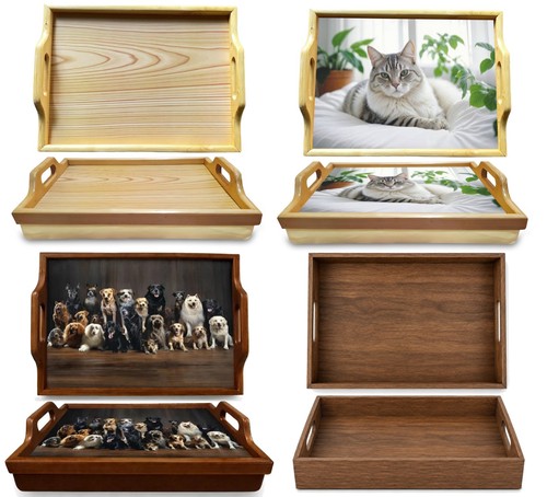 Wooden serving tray with - wooden,