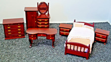Hickleton Collection Dolls House Bedroom Furniture 1:12 scale Mahogany