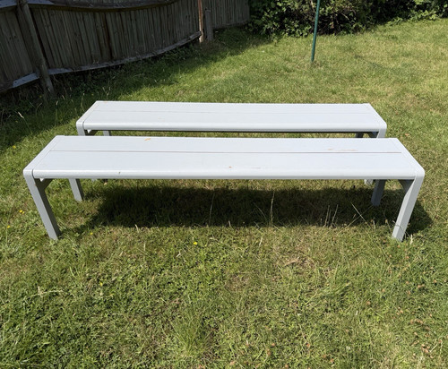 Pair 180cm wooden benches grey - pair,