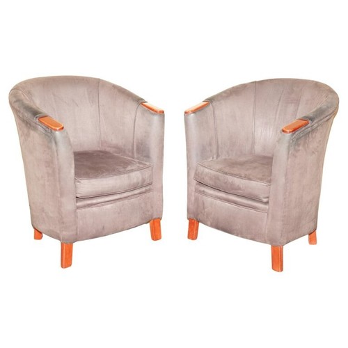Pair vintage suede tub - pair, of