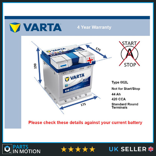 Car battery b36 varta 002l - battery,